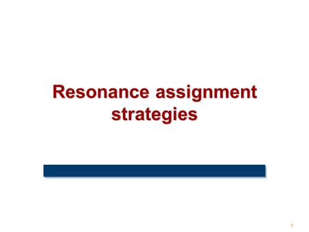 1 Resonance assignment strategies. 2 Amino acid sequence + The assignment problem.