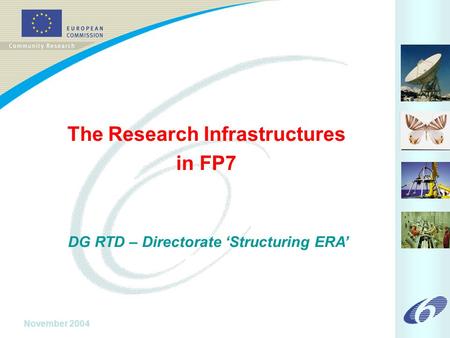 November 2004 The Research Infrastructures in FP7 DG RTD – Directorate ‘Structuring ERA’