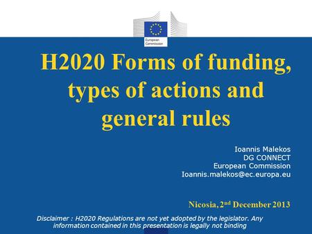 H2020 Forms of funding, types of actions and general rules
