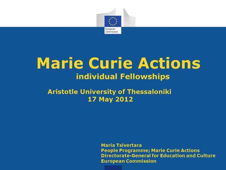 Marie Curie Actions individual Fellowships