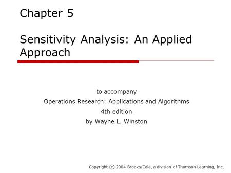 Chapter 5 Sensitivity Analysis: An Applied Approach