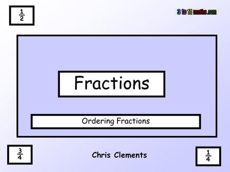 ½ Fractions Ordering Fractions ¾ ¼ Chris Clements.
