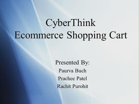 CyberThink Ecommerce Shopping Cart