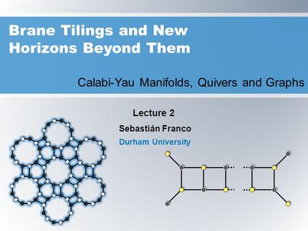 Brane Tilings and New Horizons Beyond Them Calabi-Yau Manifolds, Quivers and Graphs Sebastián Franco Durham University Lecture 2.