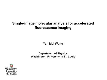 Single-image molecular analysis for accelerated fluorescence imaging Yan Mei Wang Department of Physics Washington University in St. Louis.