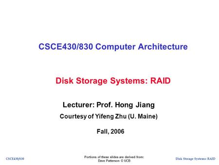 CSCE430/830 Computer Architecture