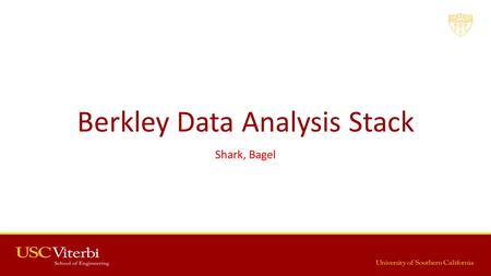 Berkley Data Analysis Stack Shark, Bagel. 2 Previous Presentation Summary Mesos, Spark, Spark Streaming Infrastructure Storage Data Processing Application.