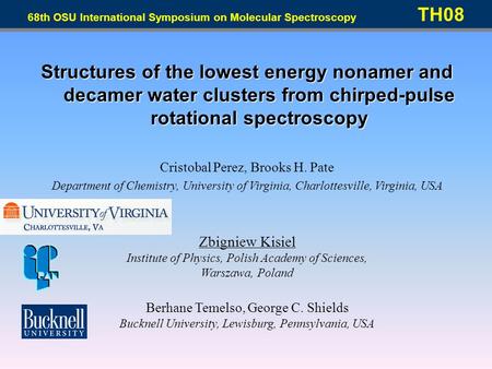 68th OSU International Symposium on Molecular Spectroscopy TH08