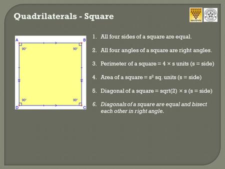 Quadrilaterals - Square