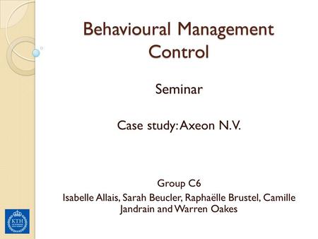 Behavioural Management Control