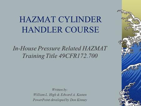 HAZMAT CYLINDER HANDLER COURSE