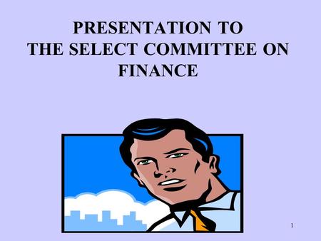 1 PRESENTATION TO THE SELECT COMMITTEE ON FINANCE.