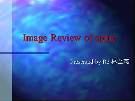 Image Review of spine Presented by R3 林至芃 Image Review of spine.