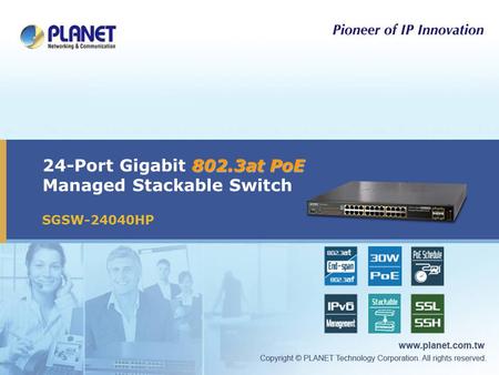 802.3at PoE 24-Port Gigabit 802.3at PoE Managed Stackable Switch SGSW-24040HP.