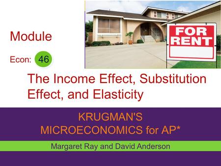The Income Effect, Substitution Effect, and Elasticity