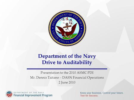 Department of the Navy Drive to Auditability