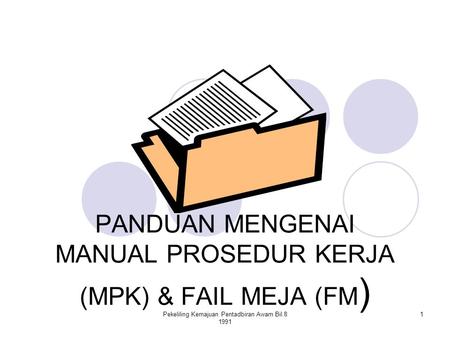 PANDUAN MENGENAI MANUAL PROSEDUR KERJA (MPK) & FAIL MEJA (FM)