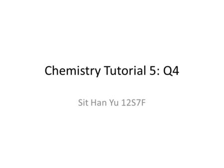 Chemistry Tutorial 5: Q4 Sit Han Yu 12S7F. Question Sulfur dioxide is a major pollutant from sulfuric acid plants. The SO 2 emitted into the atmosphere.