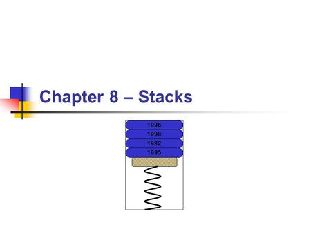 Chapter 8 – Stacks 1996 1998 1982 1995. BYU CS/ECEn 124Chapter 8 - Stacks2 Topics to Cover… The Stack Subroutines Subroutine Linkage Saving Registers.