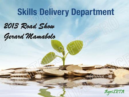 Skills Delivery Department AgriSETA 2013 Road Show Gerard Mamabolo.