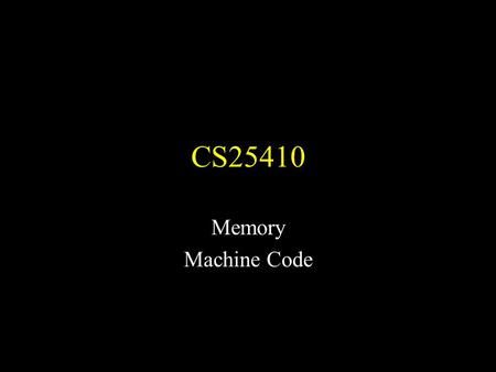 CS25410 Memory Machine Code. Common types of non-rotating memory (1) RAMRandom Access Memory In reality, read/write memory This is usually volatile, meaning.