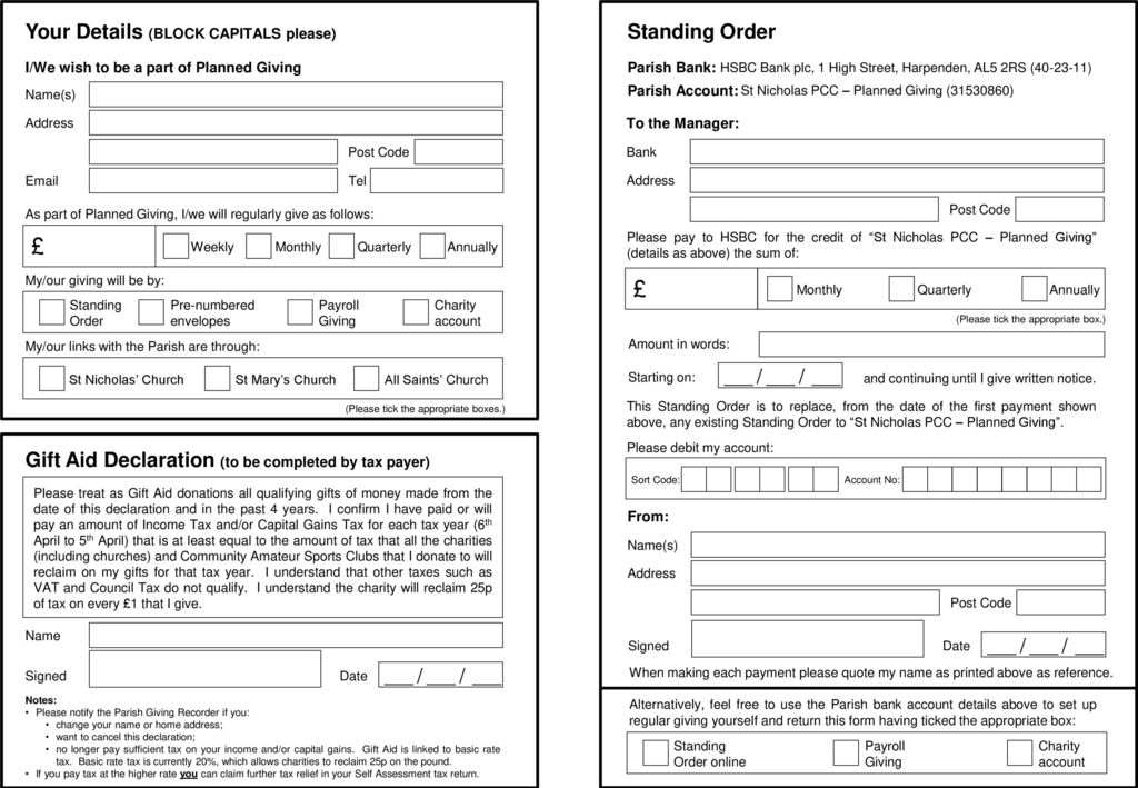 Your Details (BLOCK CAPITALS please) Standing Order - ppt download