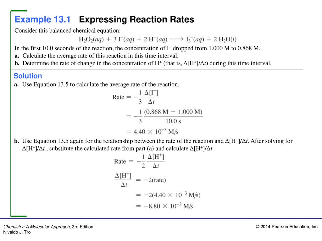 Example 13.1 Expressing Reaction Rates - ppt download