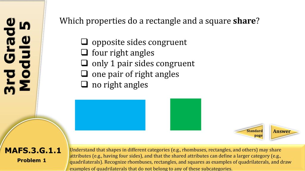 3rd Grade Module 5 Which properties do a rectangle and a square