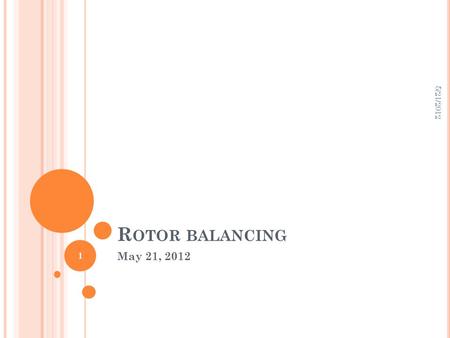 5/21/2012 Rotor balancing May 21, 2012.