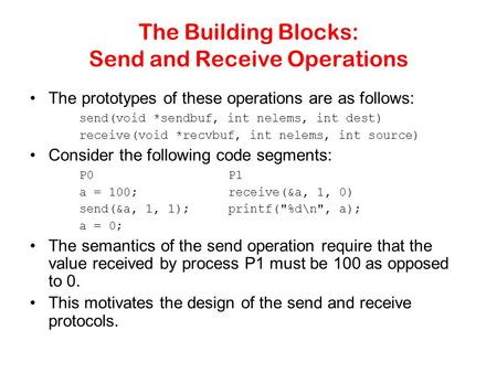 The Building Blocks: Send and Receive Operations