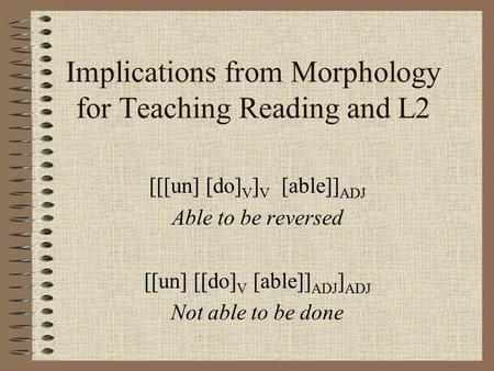 Implications from Morphology for Teaching Reading and L2