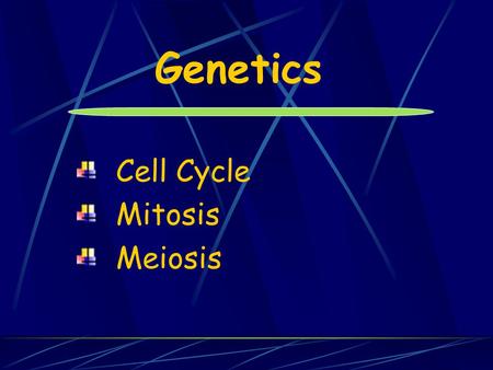 Genetics Cell Cycle Mitosis Meiosis.