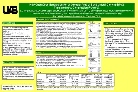 Printed by www.postersession.com How Often Does Nonprogression of Vertebral Area or Bone Mineral Content (BMC) Translate into A Compression Fracture? S.L.
