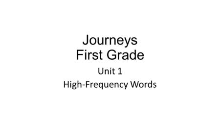 Unit 1 High-Frequency Words