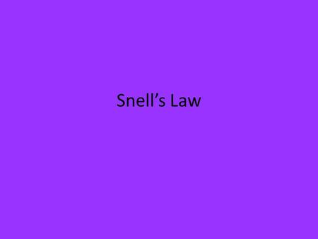 Snell’s Law.