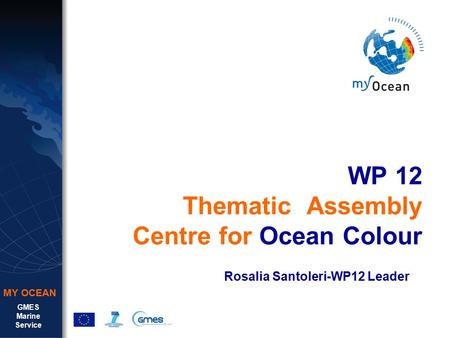 GMES Marine Service MY OCEAN WP 12 Thematic Assembly Centre for Ocean Colour Rosalia Santoleri-WP12 Leader.