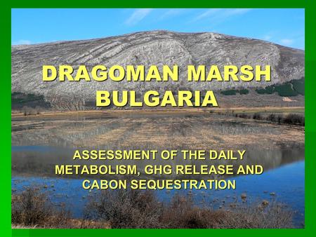 DRAGOMAN MARSH BULGARIA ASSESSMENT OF THE DAILY METABOLISM, GHG RELEASE AND CABON SEQUESTRATION.