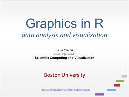 Graphics in R data analysis and visualization Katia Oleinik Scientific Computing and Visualization Boston University