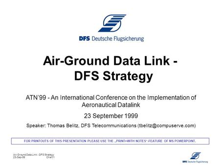 Air-Ground Data Link - DFS Strategy