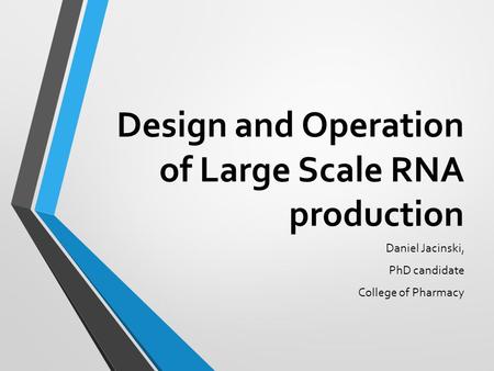 Design and Operation of Large Scale RNA production