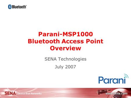 Parani-MSP1000 Bluetooth Access Point Overview