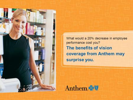 What would a 20% decrease in employee performance cost you? The benefits of vision coverage from Anthem may surprise you.