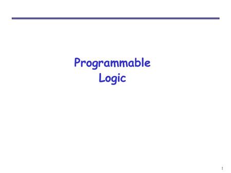 1 Programmable Logic. 2 Prgrammable Logic Organization Pre-fabricated building block of many AND/OR gates (or NOR, NAND) Personalized by making or breaking.