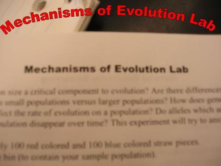 Introduction: Is population size a critical component to evolution? Are there differences in the evolutionary pressures on small populations versus larger.