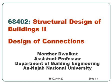 68402: Structural Design of Buildings II