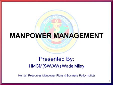 MANPOWER MANAGEMENT Presented By: HMCM(SW/AW) Wade Miley