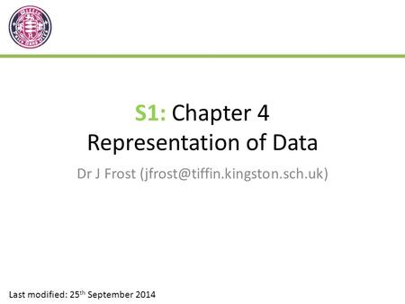 S1: Chapter 4 Representation of Data