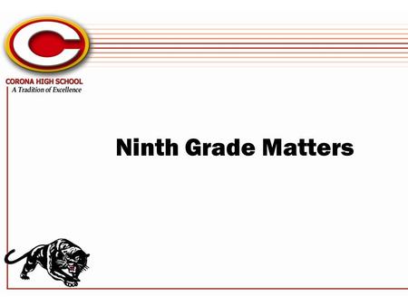 Ninth Grade Matters. COUNSELING PROGRAMS Ninth Grade Program: Ninth Grade Matters Tenth Grade Program: Career Program Eleventh Grade Program: College.