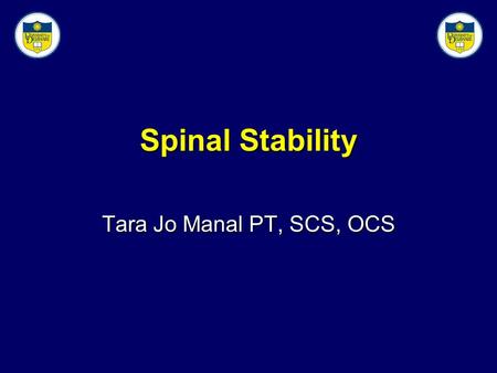 Slide 1 Spinal Stability Tara Jo Manal PT, SCS, OCS.