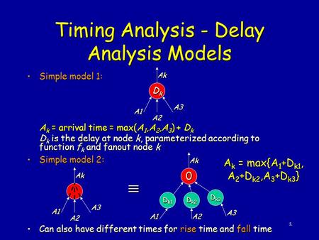 Timing Analysis - Delay Analysis Models